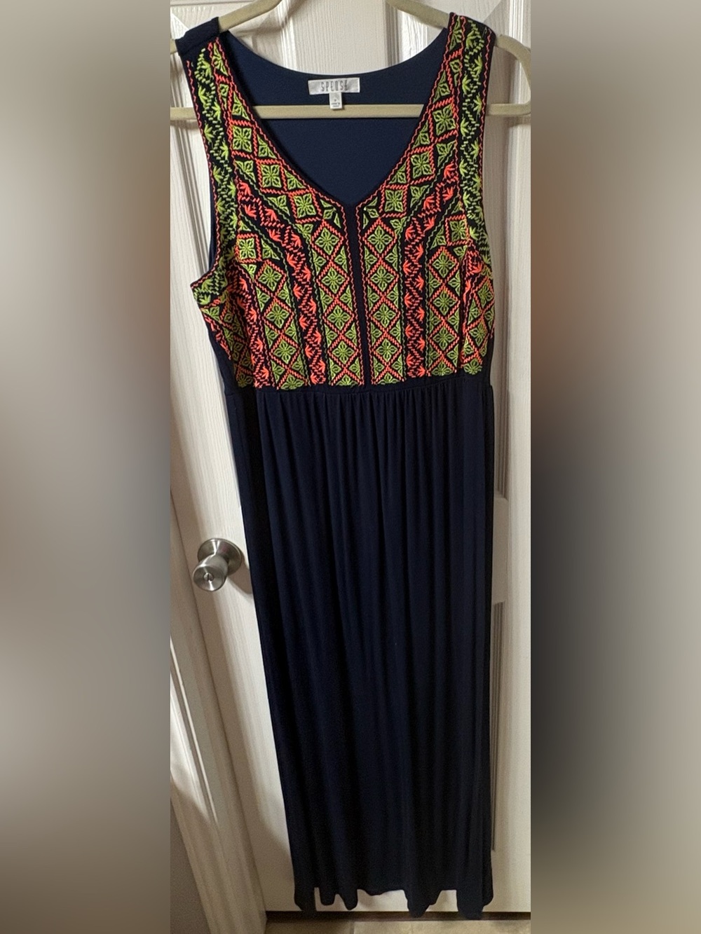 SPENSE  LONG SLEEVELESS EMBROIDERED MAXI DRESS-sz M